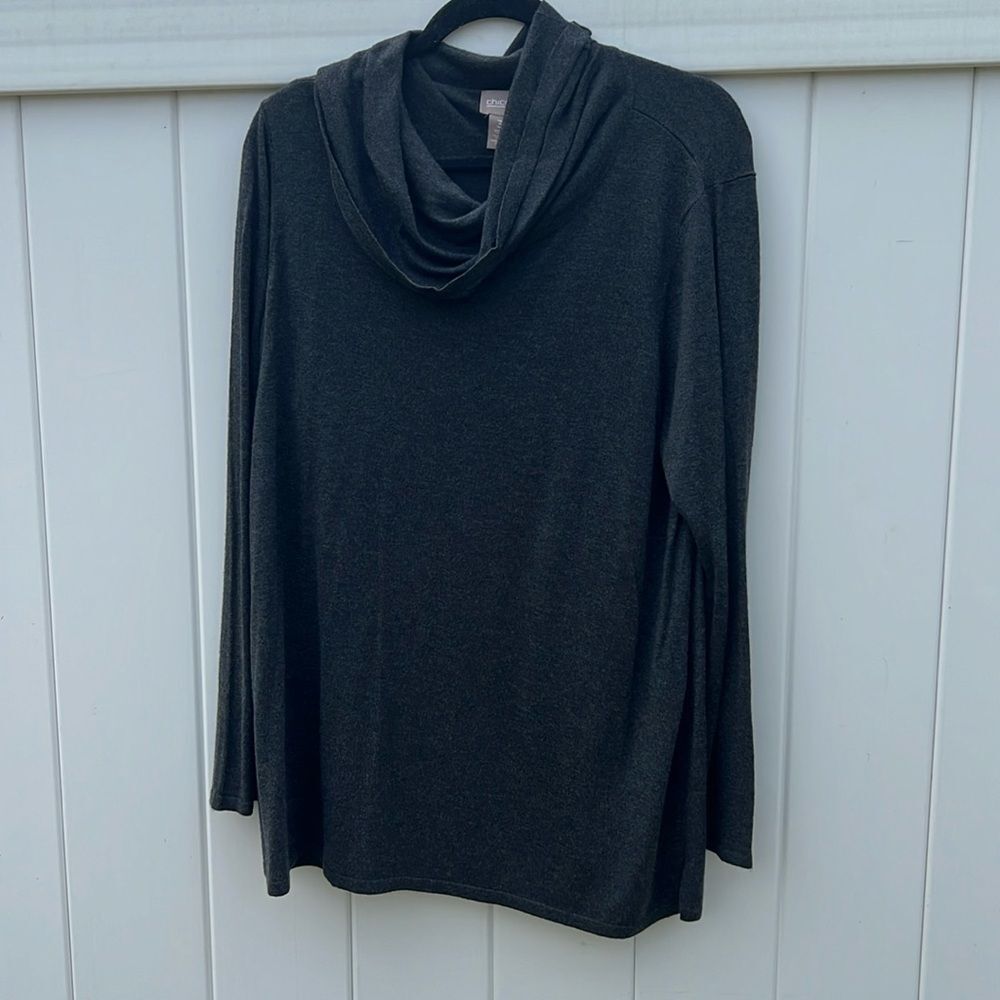 Chicos Gray Cowl Neck Long Sleeve sweater size 3 (16)